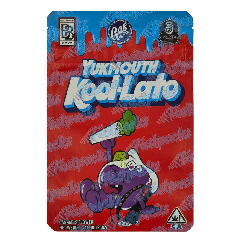 Backpack Boyz x Gas Co ~ Kool-Lato V2 ~ Yukmouth  ~ 3.5G Empty Mylar Bag Backpack Boyz x Gas Co ~ Kool-Lato V2 ~ Yukmouth  ~ 3.5G Empty Mylar Bag