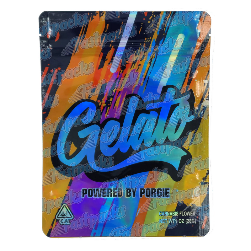 Gelato ~ Powered By Porgie ~ 28G Extra Large 20cmx15cm Empty Mylar Bag Gelato ~ Powered By Porgie ~ 28G Extra Large 20cmx15cm Empty Mylar Bag