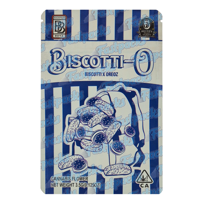 Backpack Boyz ~ Biscotti-O ~ 3.5G Empty Mylar Bag Backpack Boyz ~ Biscotti-O ~ 3.5G Empty Mylar Bag
