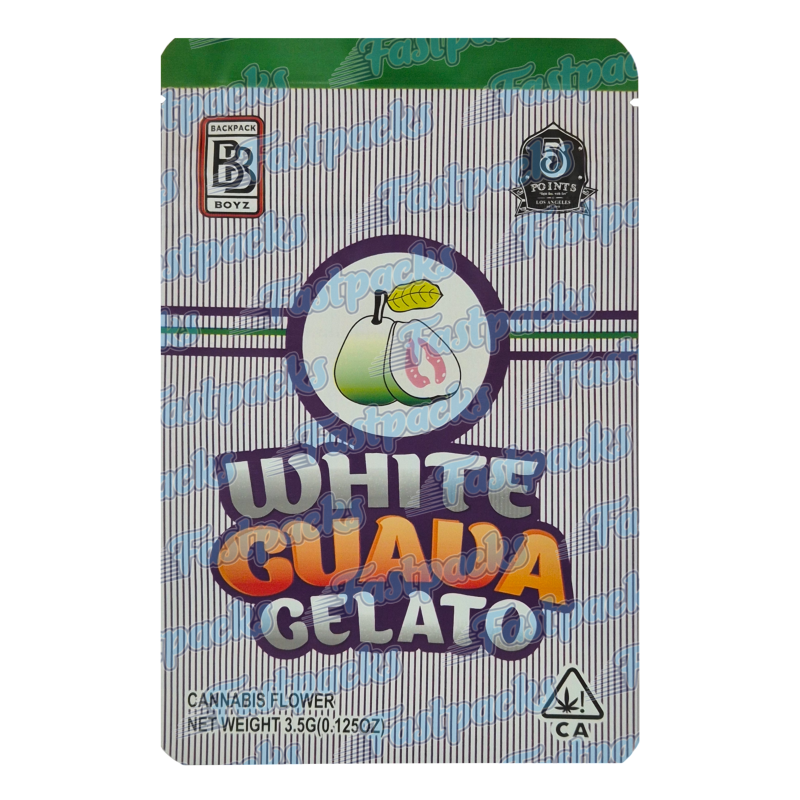 Backpack Boyz ~ White Guava Gelato ~ 3.5G Empty Mylar Bag Backpack Boyz ~ White Guava Gelato ~ 3.5G Empty Mylar Bag