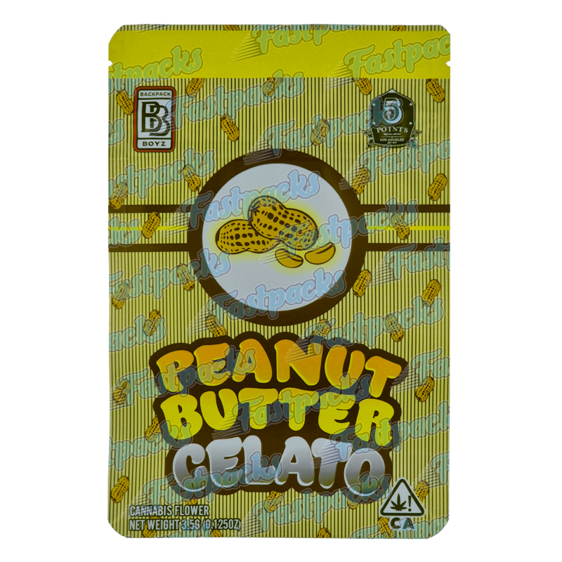 Backpack Boyz ~ Peanut Butter Gelato ~ 3.5G Empty Mylar Bag Backpack Boyz ~ Peanut Butter Gelato ~ 3.5G Empty Mylar Bag