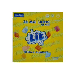 Lit ~ Delta 8 Gummies ~ Sour Bites ~ 25MG Mylar Bag