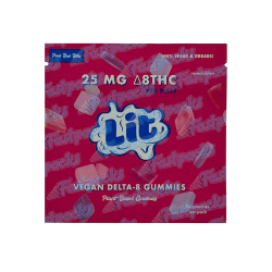 Lit ~ Vegan Delta 8 Gummies ~ Pink Rose Bites ~ 25MG Empty Mylar Bag