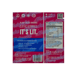 Lit ~ Vegan Delta 8 Gummies ~ Pink Rose Bites ~ 25MG Empty Mylar Bag