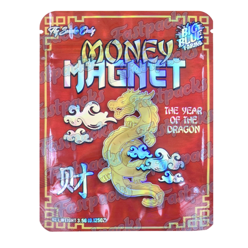 Fly Smoke Only x Big Blue Farms ~ Money Magnet ~ 3.5G Holographic Empty Mylar Bag Fly Smoke Only x Big Blue Farms ~ Money Magnet ~ 3.5G Holographic Empty Mylar Bag