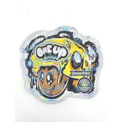 One Up Mushrooms ~ Shroom N Ride ~ Yellow 2.5G Holographic Die-Cut Empty Mylar Bag (2022)