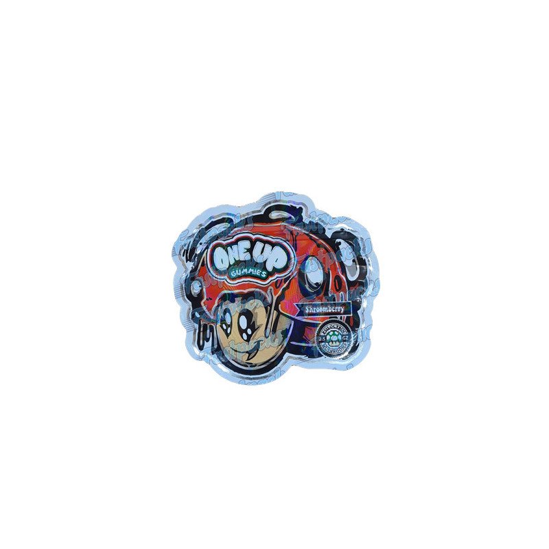 One Up Mushrooms ~ Red Shroomberry ~ Red 2.5G Holographic Die-Cut Empty Mylar Bag (2022) One Up Mushrooms ~ Red Shroomberry ~ Red 2.5G Holographic Die-Cut Empty Mylar Bag (2022)
