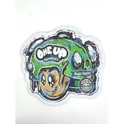 One Up Mushrooms ~ Magic Apples ~ Green 2.5G Holographic Die-Cut Empty Mylar Bag (2022)