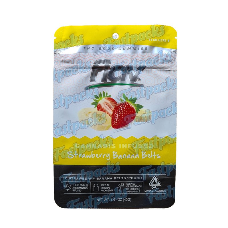 Flav ~ Infused Strawberry Banana Belts ~ 500MG Empty Mylar Bag Flav ~ Infused Strawberry Banana Belts ~ 500MG Empty Mylar Bag