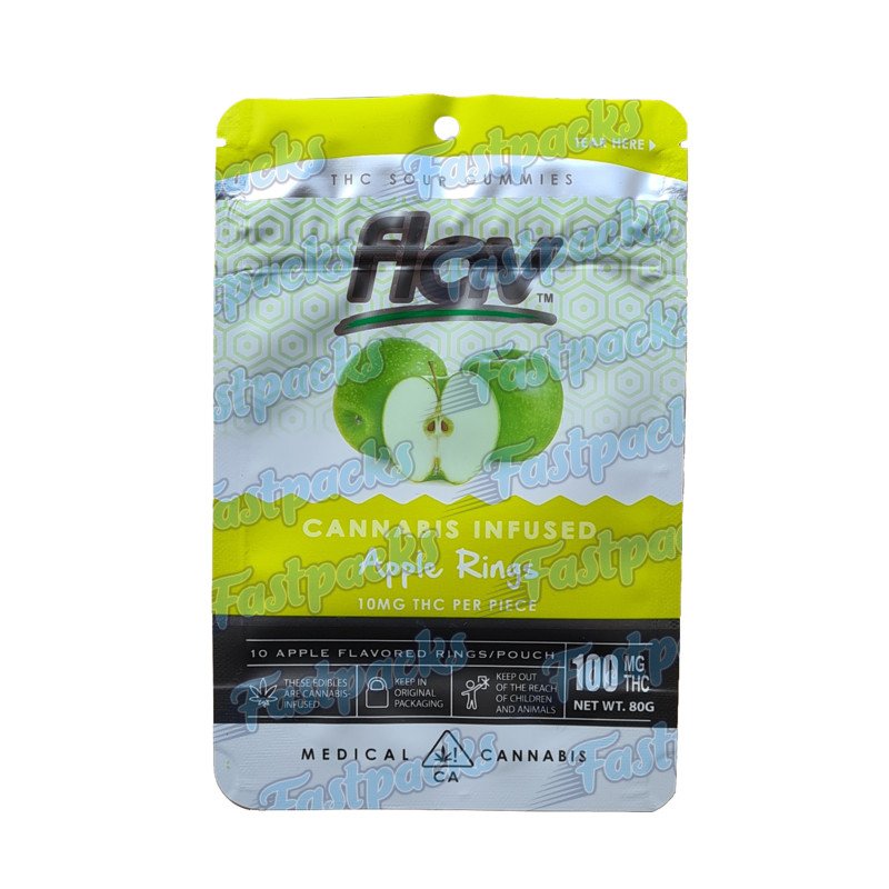 Flav ~ Infused Apple Rings ~ 100MG Empty Mylar Bag Flav ~ Infused Apple Rings ~ 100MG Empty Mylar Bag