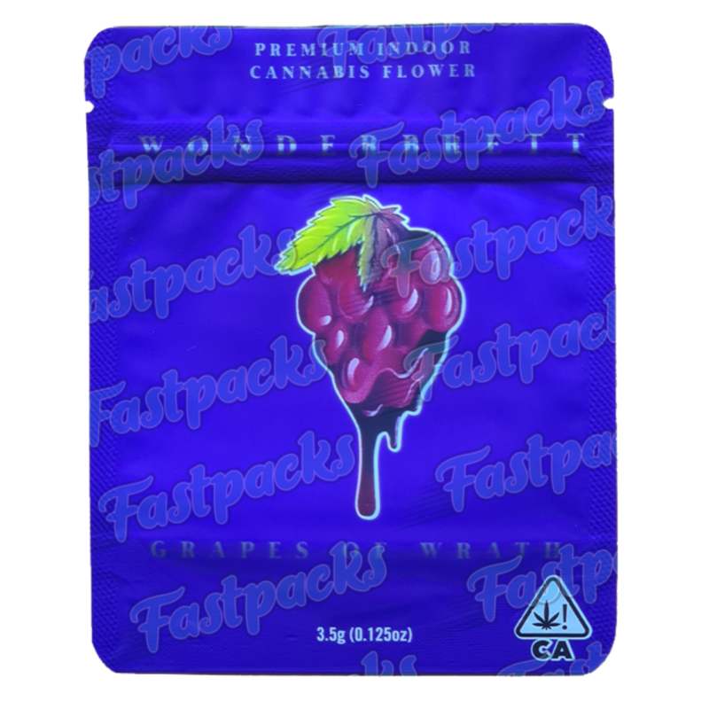Wonderbrett ~ Grapes Of Wrath ~ 3.5G Empty Mylar Bag Wonderbrett ~ Grapes Of Wrath ~ 3.5G Empty Mylar Bag