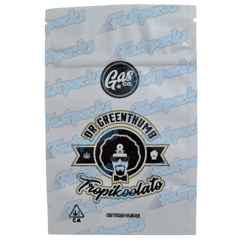 Gas Co x Dr Greenthumb ~ White Tropikoolato ~ 3.5G Empty Mylar Bag Gas Co x Dr Greenthumb ~ White Tropikoolato ~ 3.5G Empty Mylar Bag