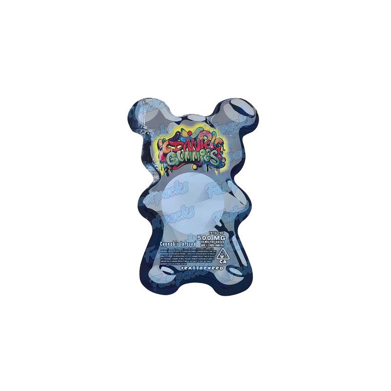 Dank Gummies ~ Black ~ 500MG Die Cut Empty Mylar Bag (2022) Dank Gummies ~ Black ~ 500MG Die Cut Empty Mylar Bag (2022)