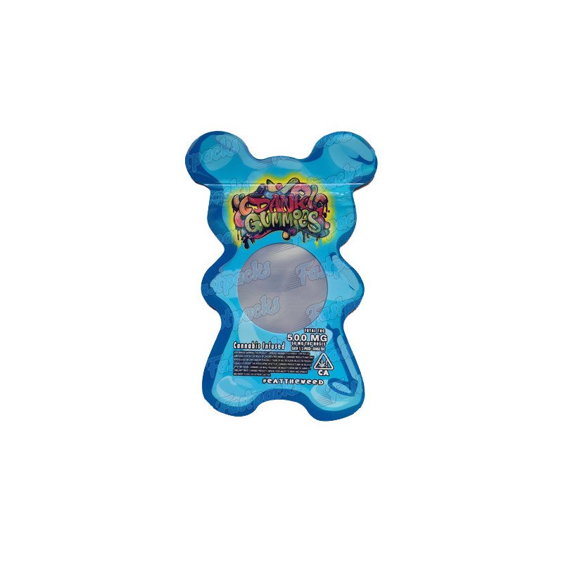 Dank Gummies ~ Blue ~ 500MG Die Cut Empty Mylar Bag (2022) Dank Gummies ~ Blue ~ 500MG Die Cut Empty Mylar Bag (2022)