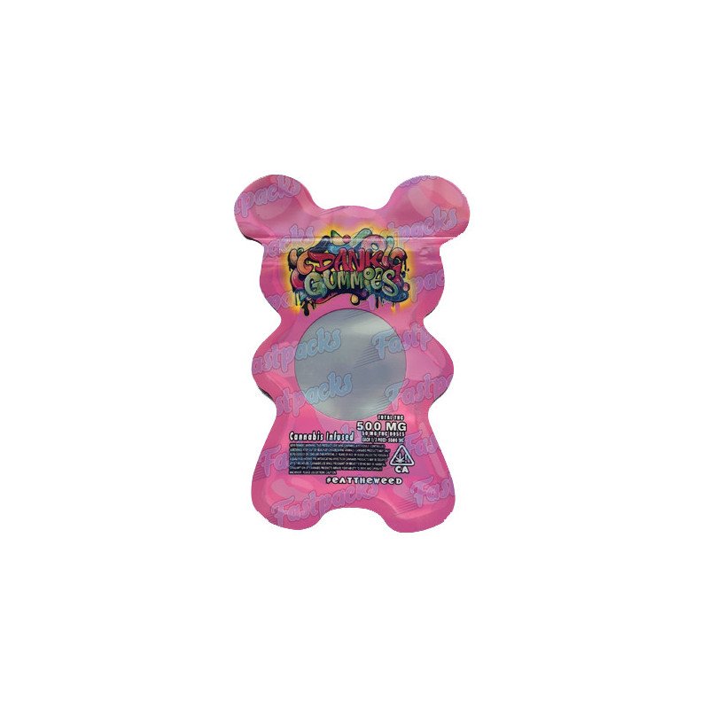 Dank Gummies ~ Pink ~ 500MG Die Cut Empty Mylar Bag (2022) Dank Gummies ~ Pink ~ 500MG Die Cut Empty Mylar Bag (2022)