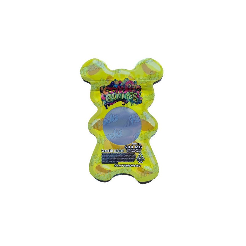 Dank Gummies ~ Yellow ~ 500MG Die Cut Empty Mylar Bag (2022) Dank Gummies ~ Yellow ~ 500MG Die Cut Empty Mylar Bag (2022)