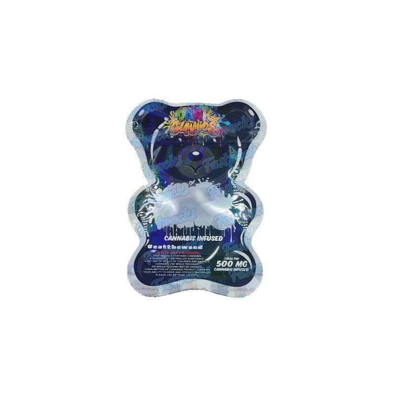Dank Gummies ~ Black ~ 500MG Die Cut Empty Mylar Bag (2023) Dank Gummies ~ Black ~ 500MG Die Cut Empty Mylar Bag (2023)