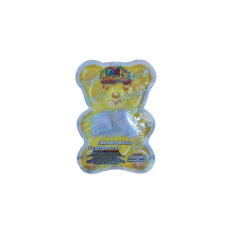 Dank Gummies ~ Yellow ~ 500MG Die Cut Empty Mylar Bag (2023) Dank Gummies ~ Yellow ~ 500MG Die Cut Empty Mylar Bag (2023)