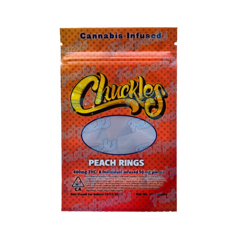 Chuckles ~ Peach Rings ~ 400MG/600MG Empty Mylar Bag Chuckles ~ Peach Rings ~ 400MG/600MG Empty Mylar Bag